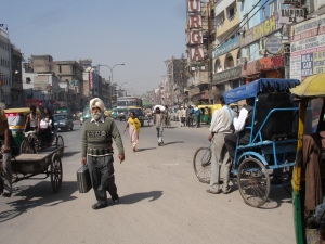 A street scene in Delhi, India.